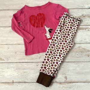 Carters 18m Baby Toddler Girls Pajamas Set Pjs Animal Print Pink Long Sleeves